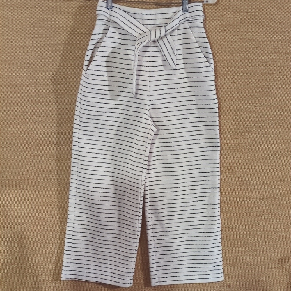 Mara Hoffman Cream and Black Striped Wide Leg Pants 4